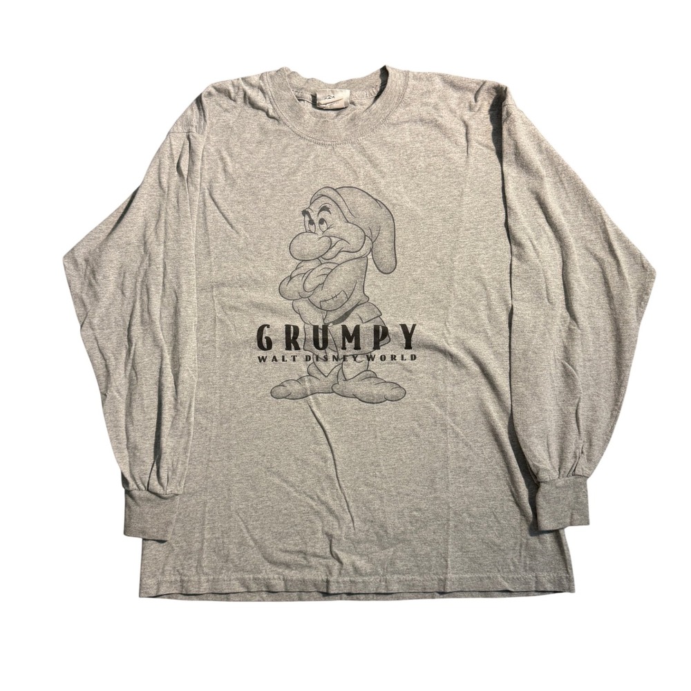 Walt Disney World Grumpy Long Sleeve T-Shirt Heather Gray Mens Medium Snow White